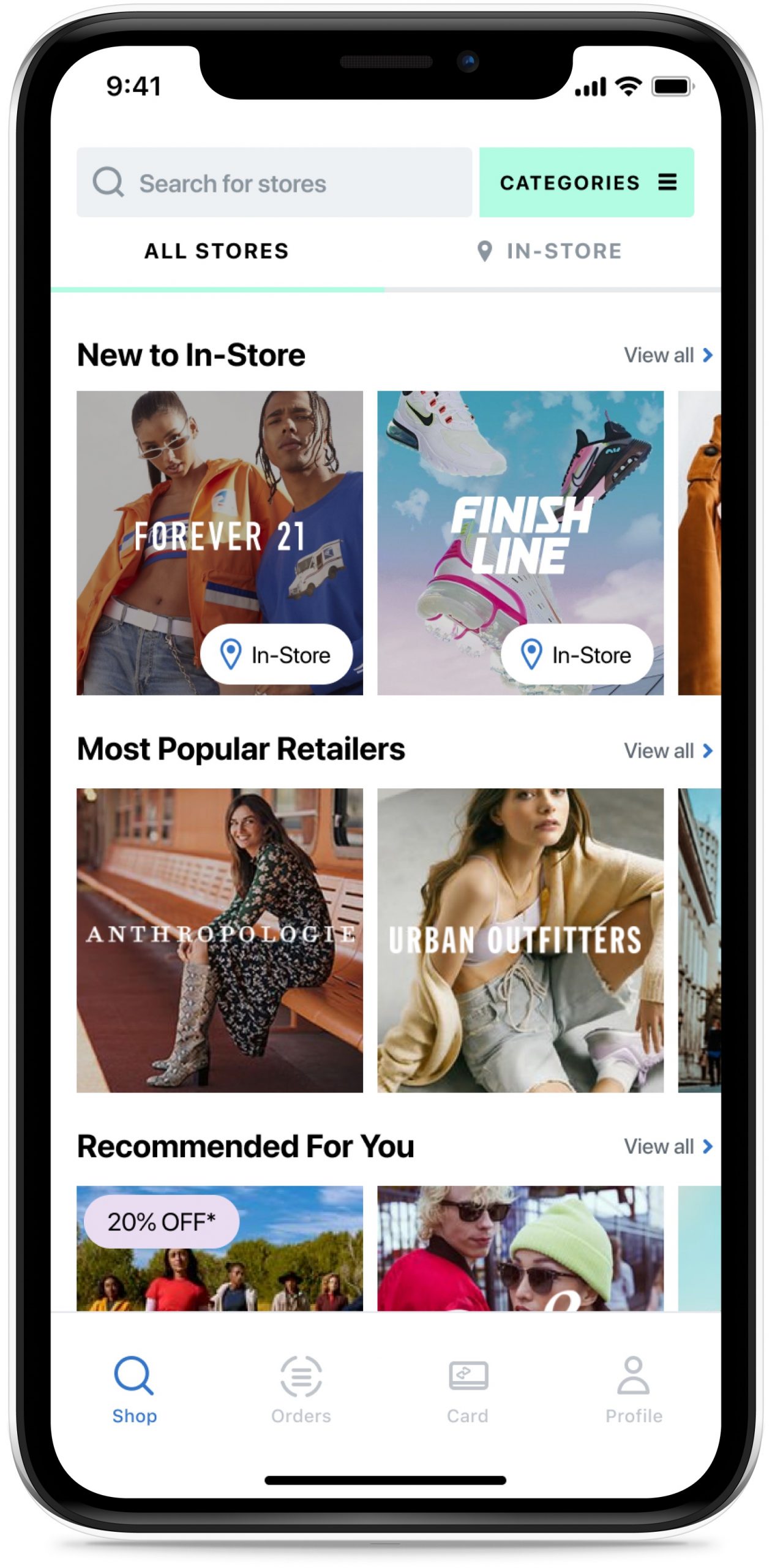 Categories on Afterpay